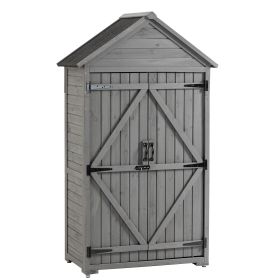 Outdoor Storage Cabinet, Garden Wood Tool Shed, Outside Wooden Shed Closet with Shelves and Latch for Yard 39.56"x 22.04"x 68.89"