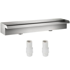 VEVOR Pool Fountain Stainless Steel Pool Waterfall 23.6" x 4.5" x 3.1"(W x D x H) Waterfall Spillway with Pipe Connector Rectangular Garden Outdo