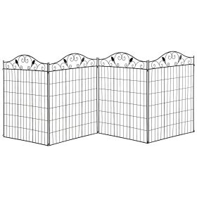 Outsunny Garden Decorative Fence Panel, 4 Pack, 44 x 36-Inch, Linear Length 12 Feet, Steel Border Folding Fence for Garden Landscaping