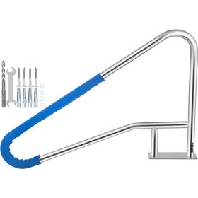 VEVOR Pool Rail 55x32 Pool Railing 304 Stainless Steel 250LBS Load Capacity Silver Rustproof Pool Handrail Humanized Swimming Pool Handrail with