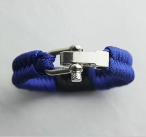Outdoor Seven-core Umbrella Rope Braided Ribbon Bracelet (Color: Blue)