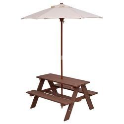 Outdoor 4-Seat Kid's Picnic Table Bench with Umbrella (SKU: OP3229)