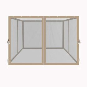 10x10 Ft Gazebo Replacement Mosquito Netting with Zippers, 4-Side Mesh Walls for Patio Gazebos (Color: as Pic)
