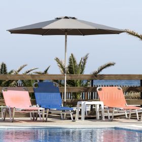 9FT Patio Umbrella, Outdoor Table Umbrella with Push Button Tilt and Crank, UV Protection Waterproof Market Sun Umbrella with 8 Sturdy Ribs for G (Color: as Pic)
